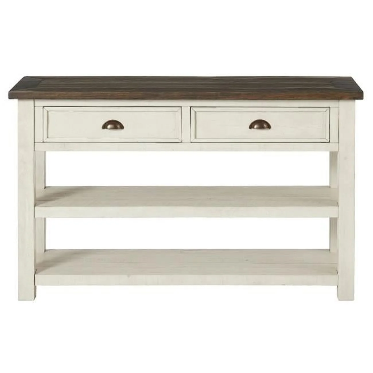 Benjara  50 in. Fiya Coastal Sofa Console Table, Brown & White