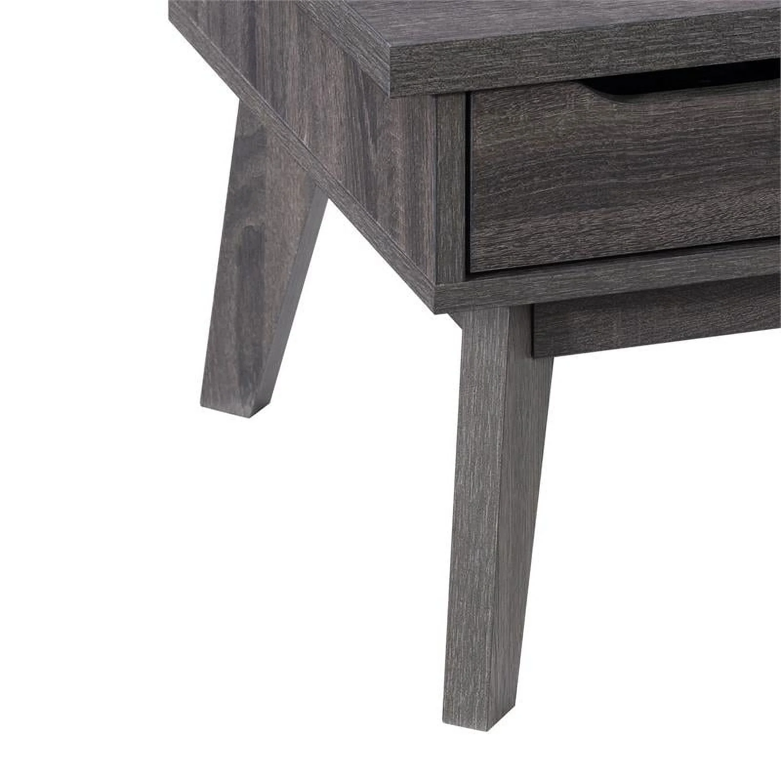 Hollywood Mid Century Dark Gray Engineered Wood Coffee Table with Drawers