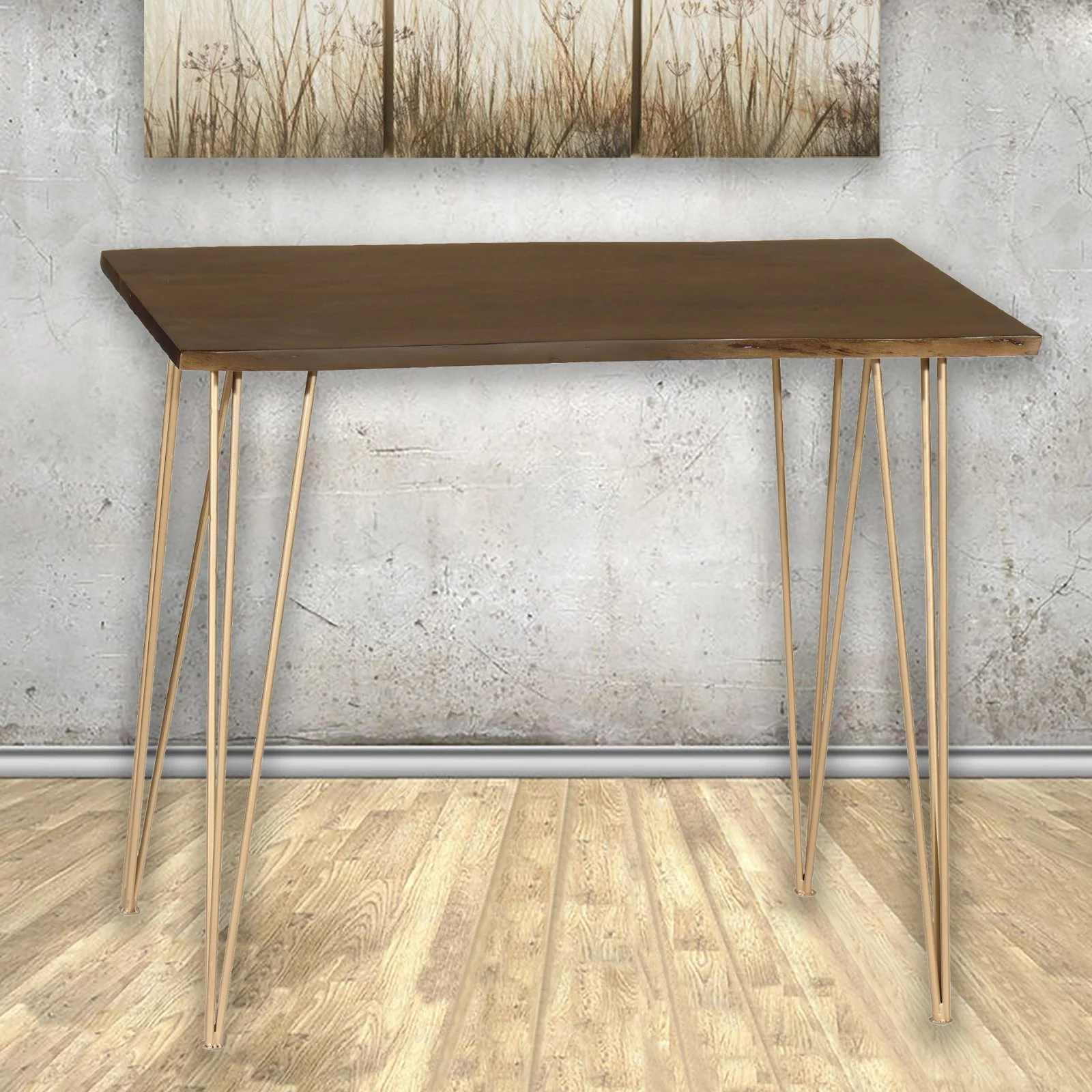 Carolina Classics Seti Live Edge Bar Table in Elm and Gold