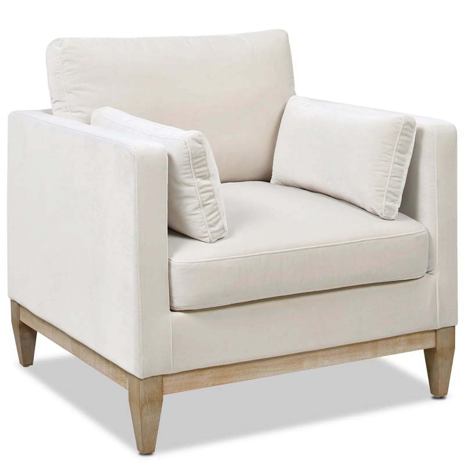 Knox Modern Farmhouse 3 Piece Velvet Arm Chair & Sofa Set in Beige