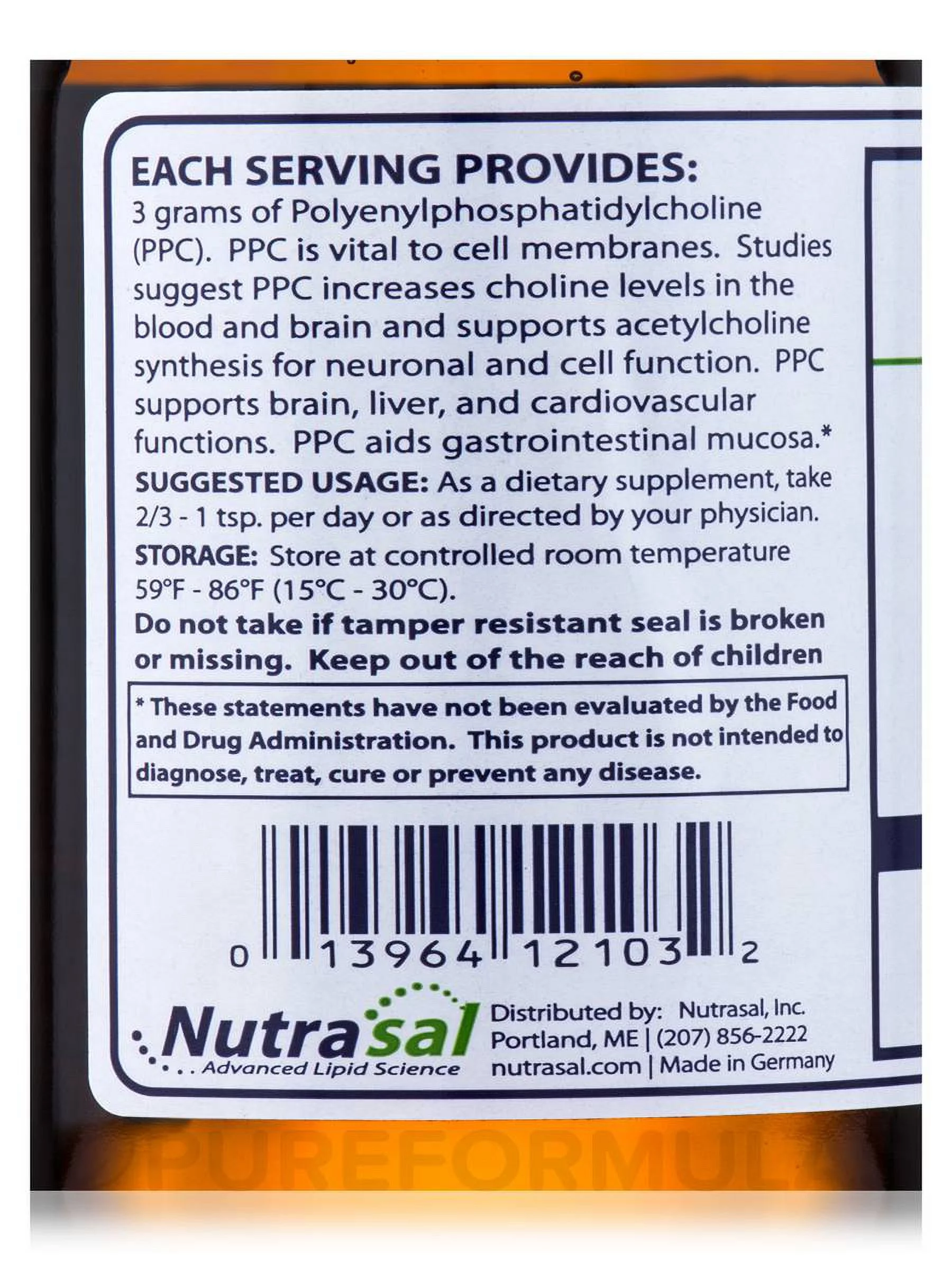 Nutrasal PhosChol PhosChol PPC 3000mg 8oz PHOS5 ASD ME
