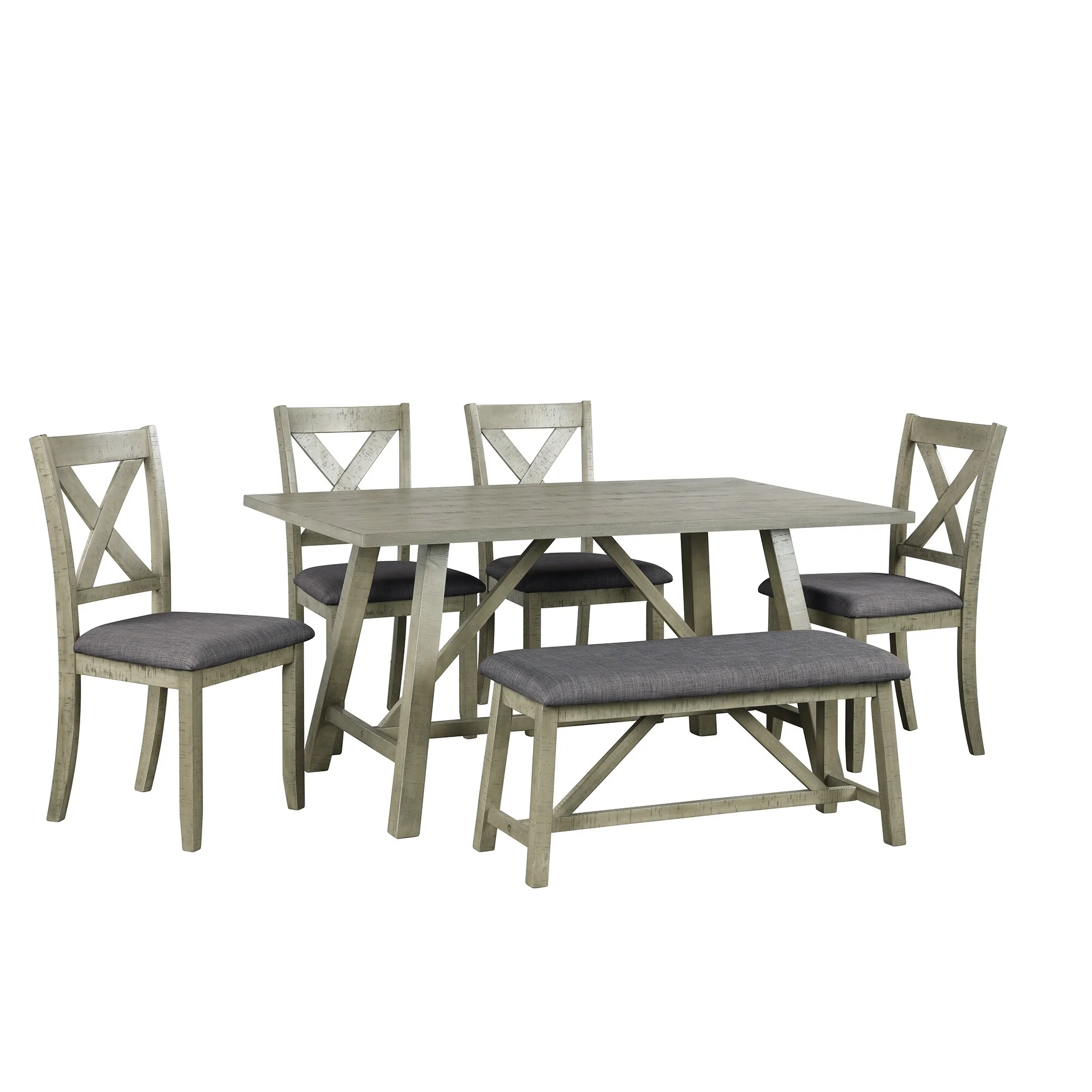 6 Piece Dining Table Set Wood Dining Table and chair Kitchen Table Set