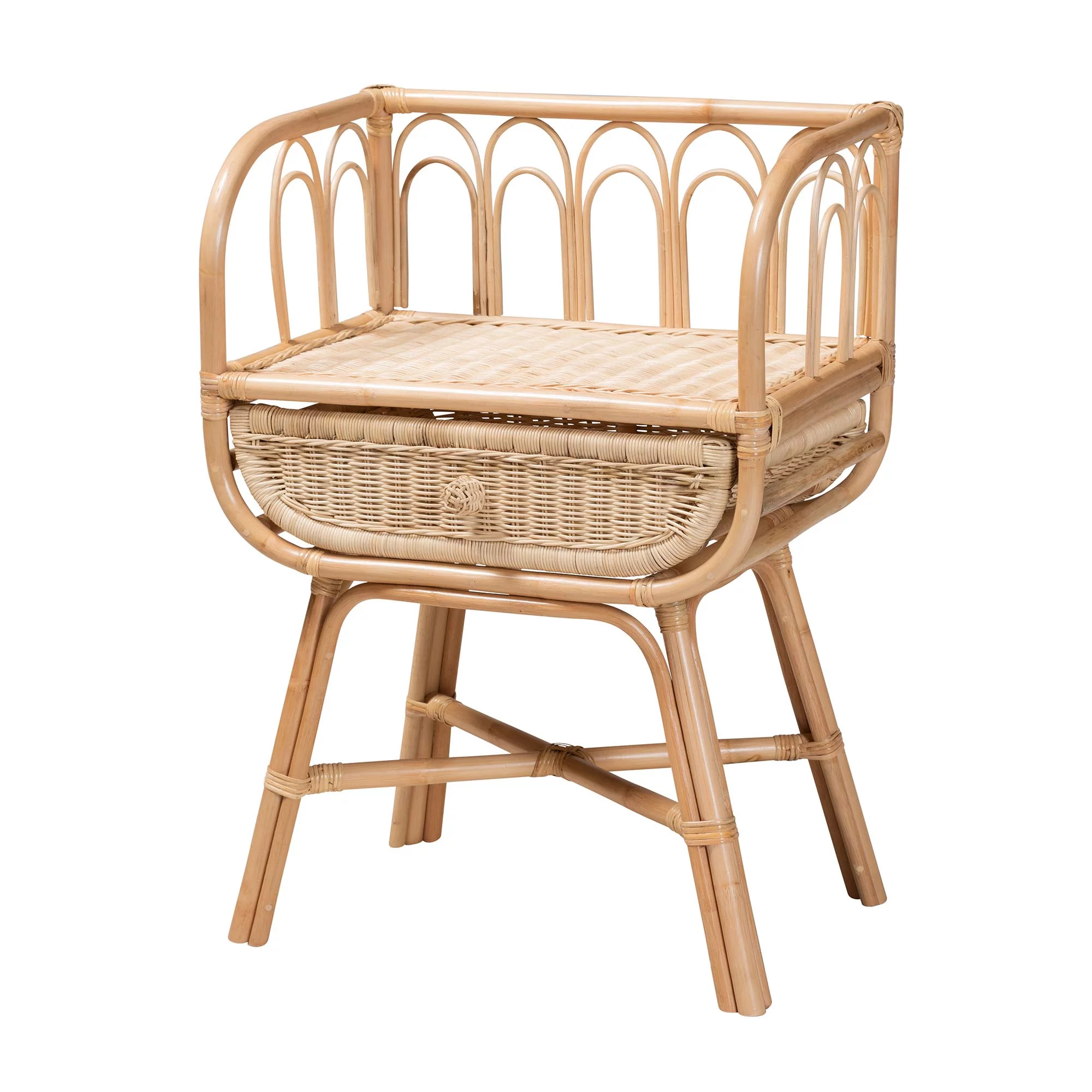 bali & pari Panchali Modern Bohemian Natural Brown Rattan Nightstand