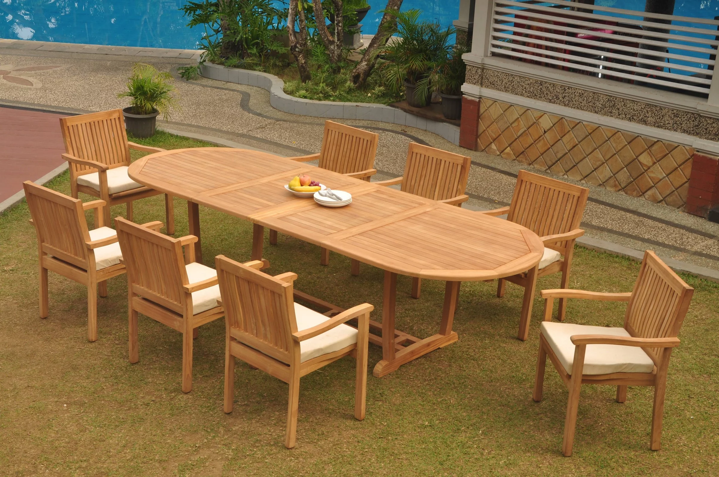 Grade-A Teak Dining Set: 8 Seater 9 Pc: 118