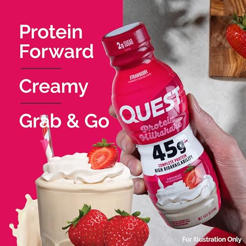Quest Nutrition Chocolate Protein Shake, 45g Protein, 2g Sugar, 4g Net Carbs, Ready to Drink, Gluten Free, 12 Count