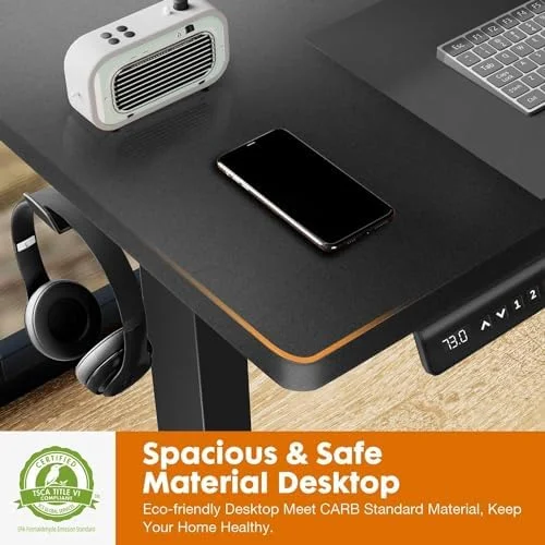 YZboomLife Electric Height Adjustable Standing Desk Sit to Stand Ergonomic Computer Desk(Black  55'' x 24" x 48''(L* W* H))