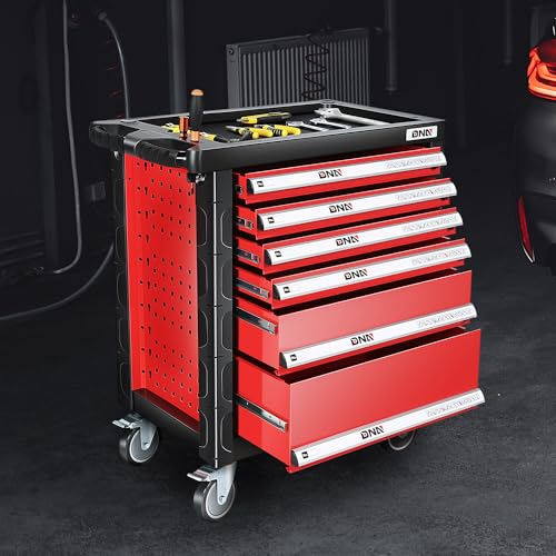 DNA MOTORING 7-Drawer Rolling Tool Cabinet Chest with Keyed Locking System Non-Slip Mat, for Garage Warehouse Workshop, Green, TOOLS-00399