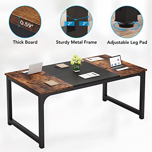 LITTLE TREE 63 Inch Large Executive Computer Office Desk, White