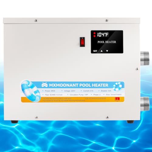 Mxmoonant Pool Heater 11KW 220V, Electric Swimming Pool Heaters Hot Tub Water Thermostat with Touchscreeen for Above Ground Inground Pool, Spa, Bathtub,