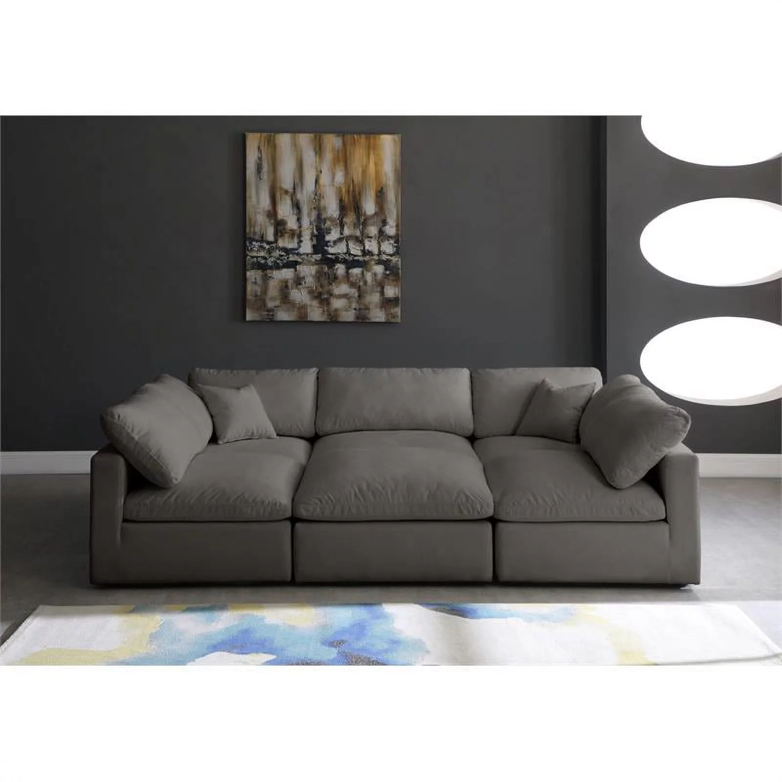 Meridian Furniture Plush Standard Gray Velvet Modular Sectional