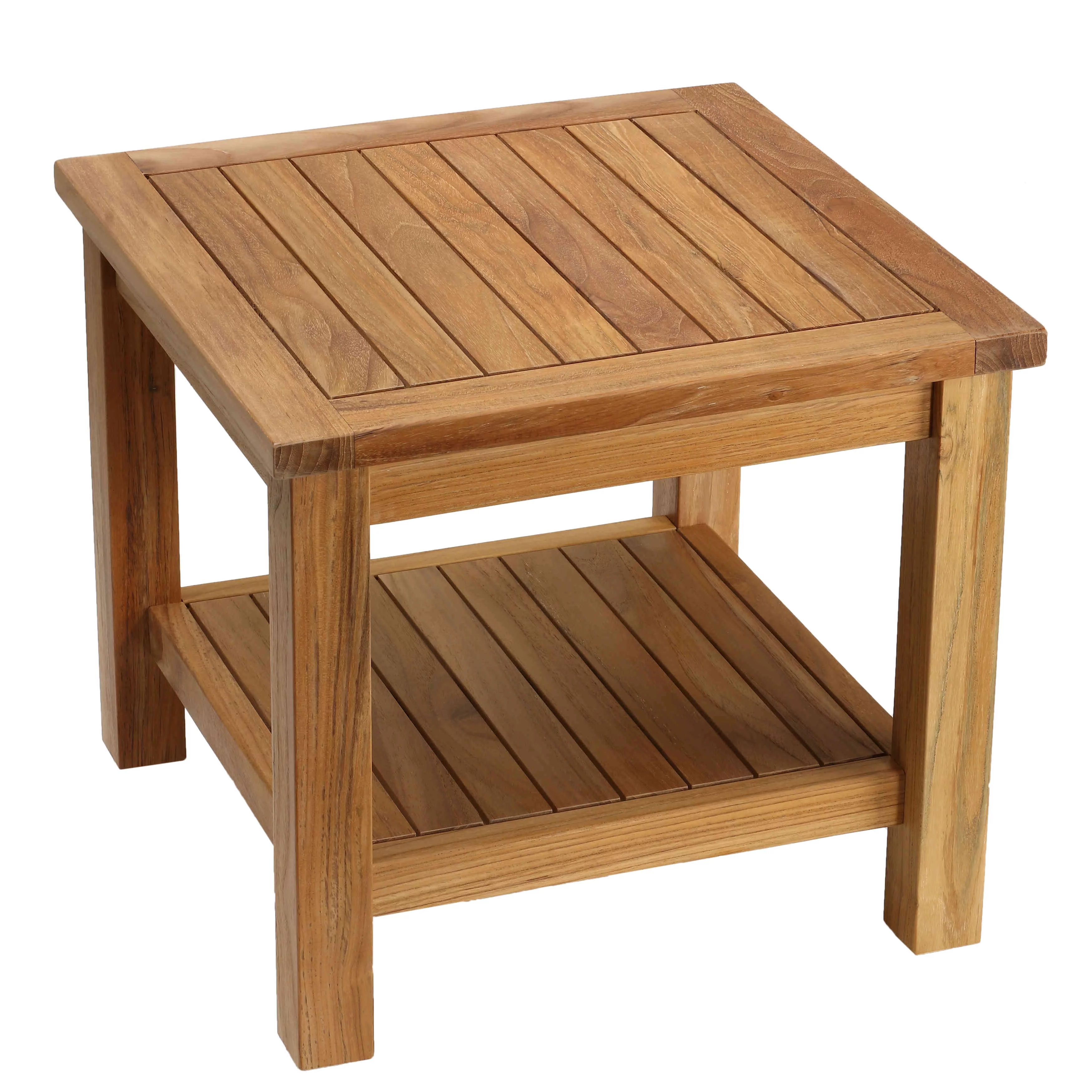Bare Decor Turi Side Table with Shelf in Solid Teak Wood, Square 20