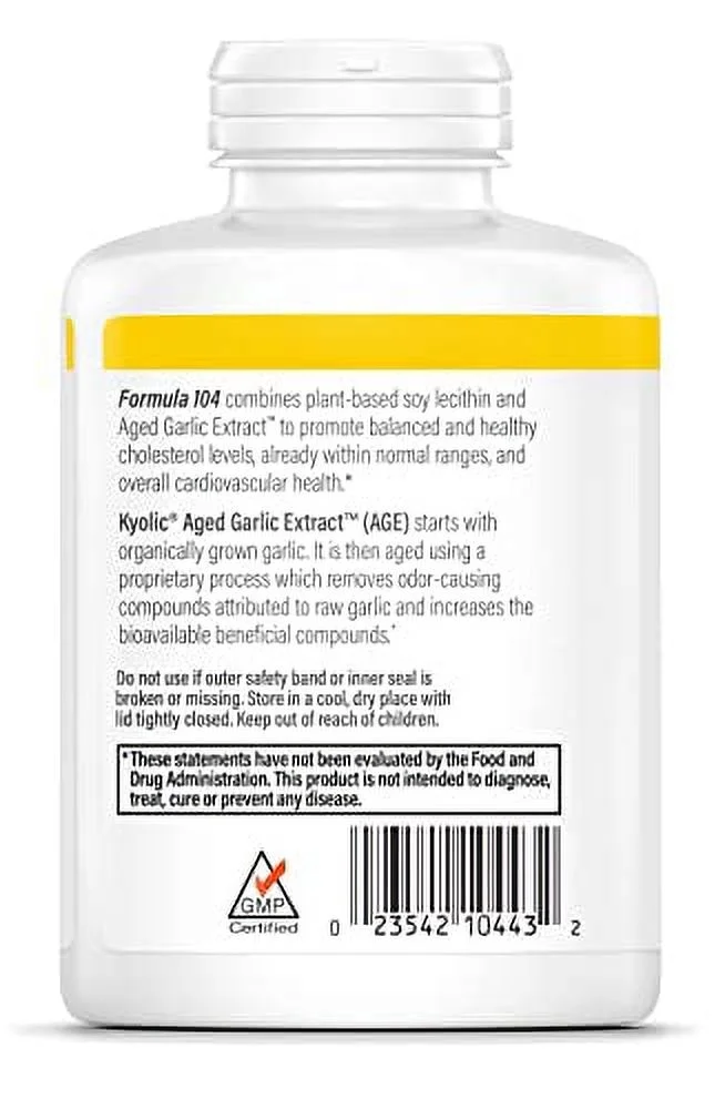 Kyolic Aged Garlic Extract Cholesterol Health Formula 104 -- 300 Capsules
