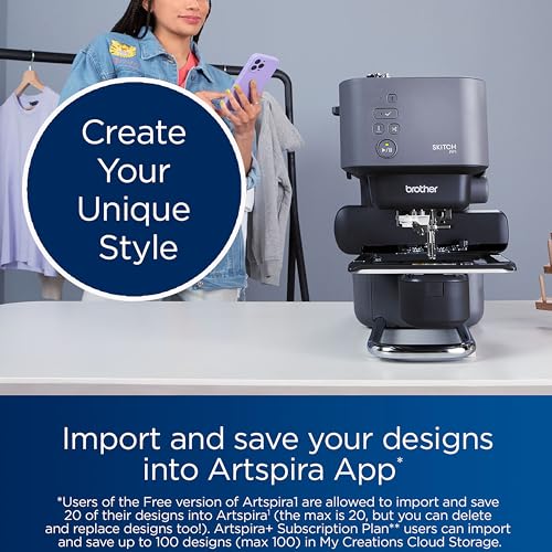 Brother Skitch Single-Needle Embroidery Machine powered by the required Artspira mobile app, 4” x 4” Embroidery Area, Bluetooth Connected