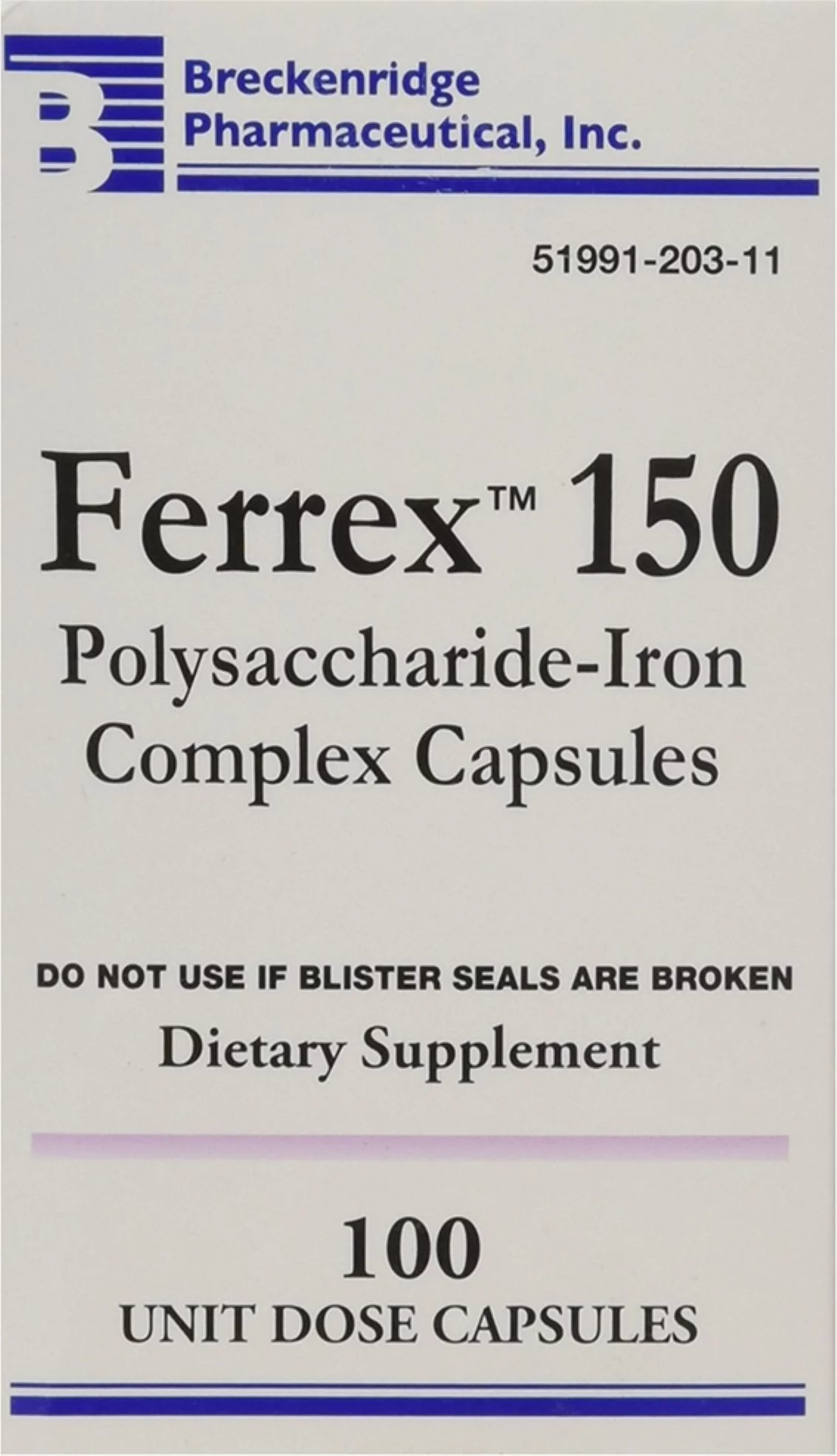 Breckenridge Ferrex 150 Polysaccharide Iron Complex Capsules 100 ea (Pack of 2)