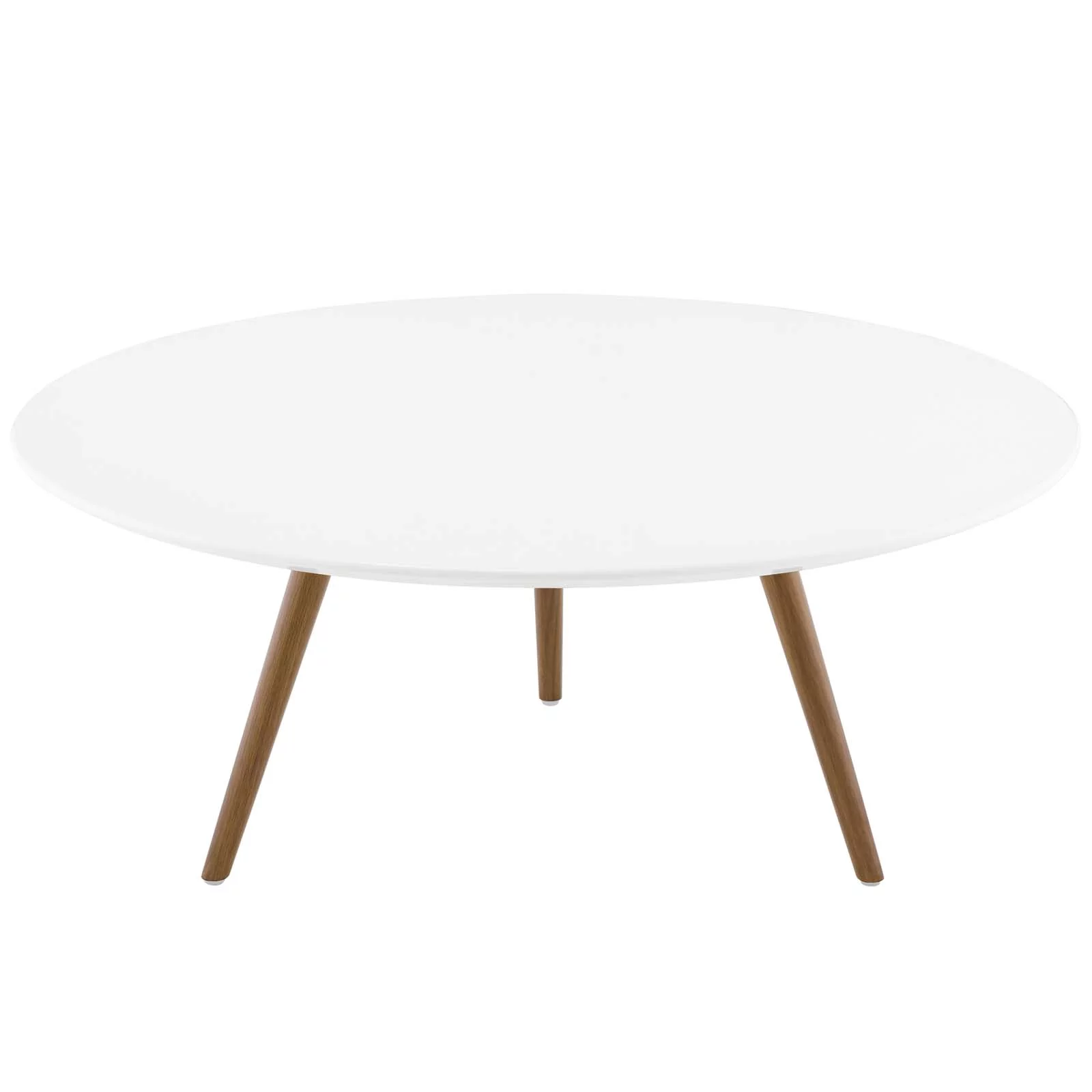 Contemporary Modern Urban Designer Living Room Lounge Club Lobby Round Coffee Table, Wood Metal Steel, White Natural Walnut