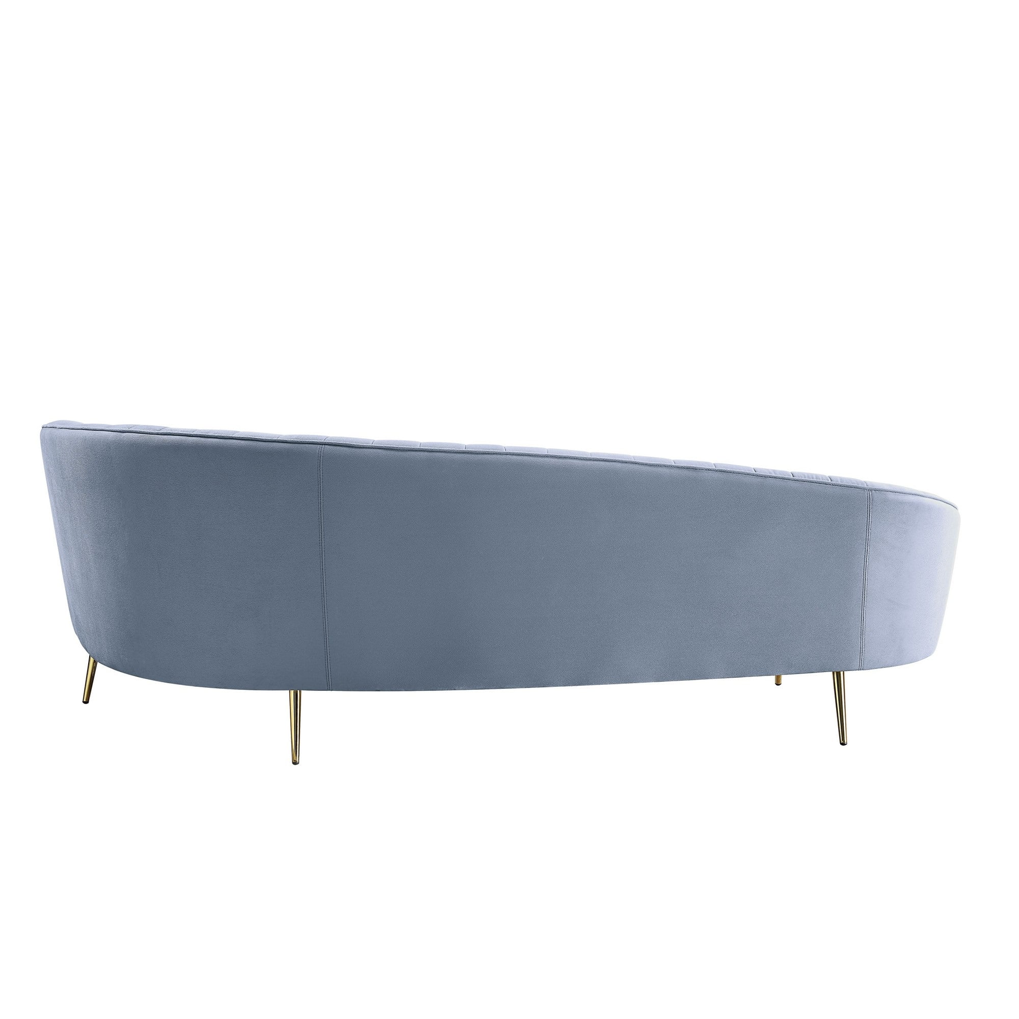 Sofa with Curved Silhouette and Vertical Channel Tufting, Gray