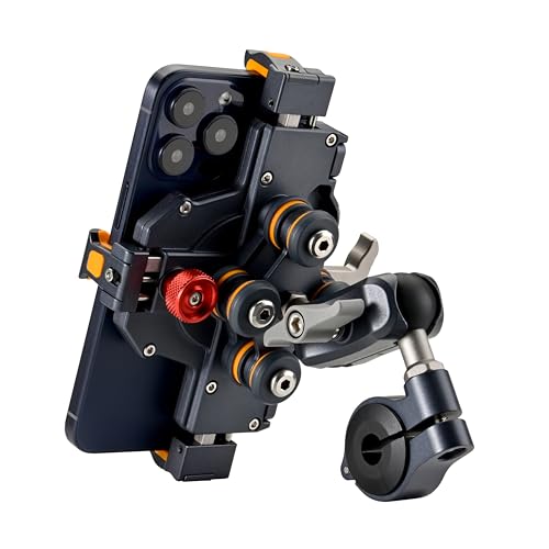 Aluminum Motorcycle Cell Phone Mount with Vibration Dampener, M1 Anti-Theft MTB Phone Mount for Motorcycle ATV Bike UTV Scooter, ATV Phone Holder Fit 6.1