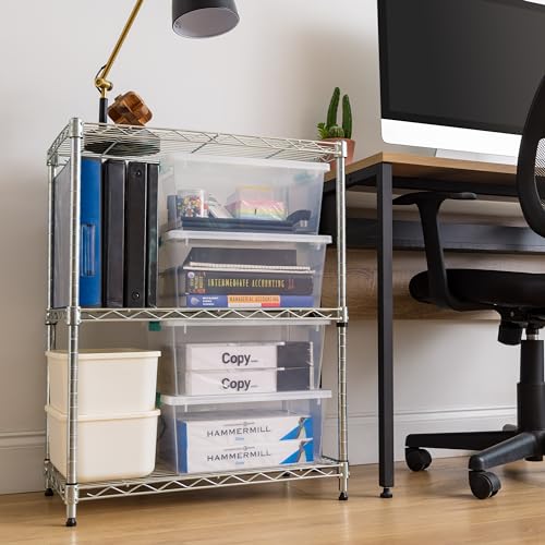 IRIS USA 12 Qt. Plastic Storage Bins Containers with Lids, 4 Pack, Sensory Bin, Craft Storage, Craft Organizers and Storage, Organizing Container for Home, Office and Art Supplies, Stackable, Clear