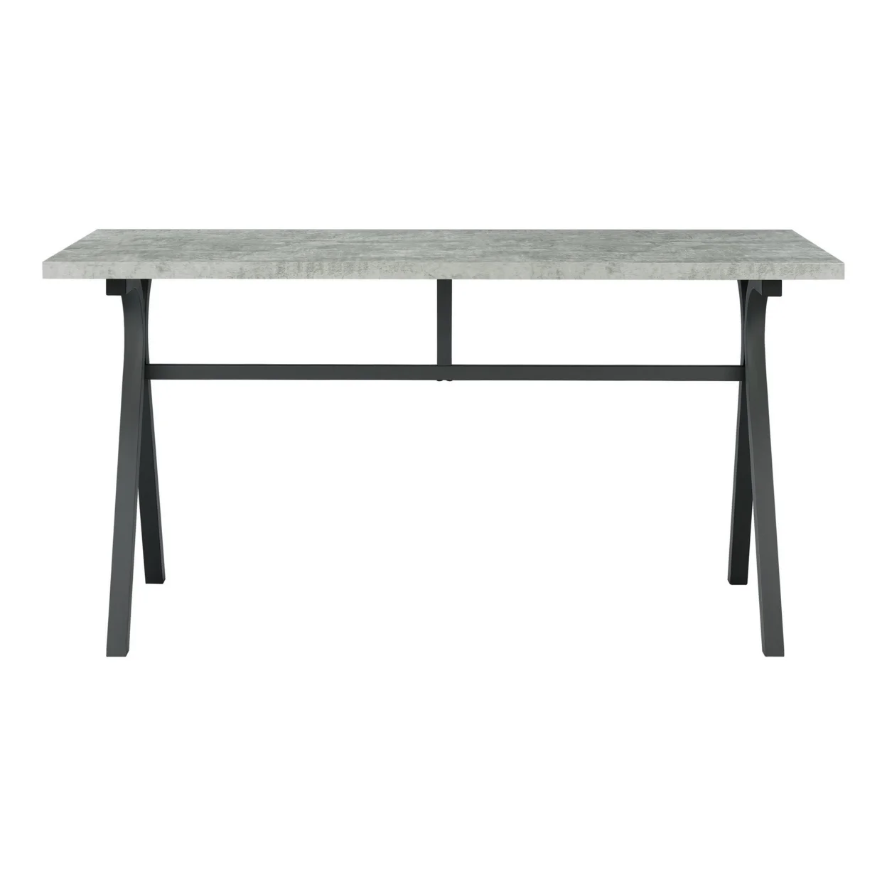 Ota 60 Inch Rectangular Writing Desk Light Gray Wood Top Dark Gray Metal- Saltoro Sherpi
