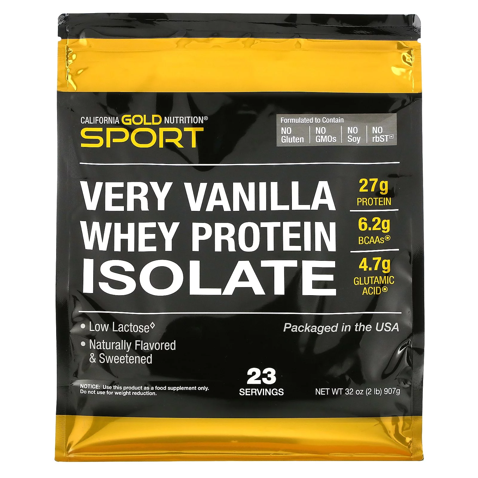 California Gold Nutrition 100% Whey Protein Isolate, Very Vanilla Flavor, 2 lbs (907 g)