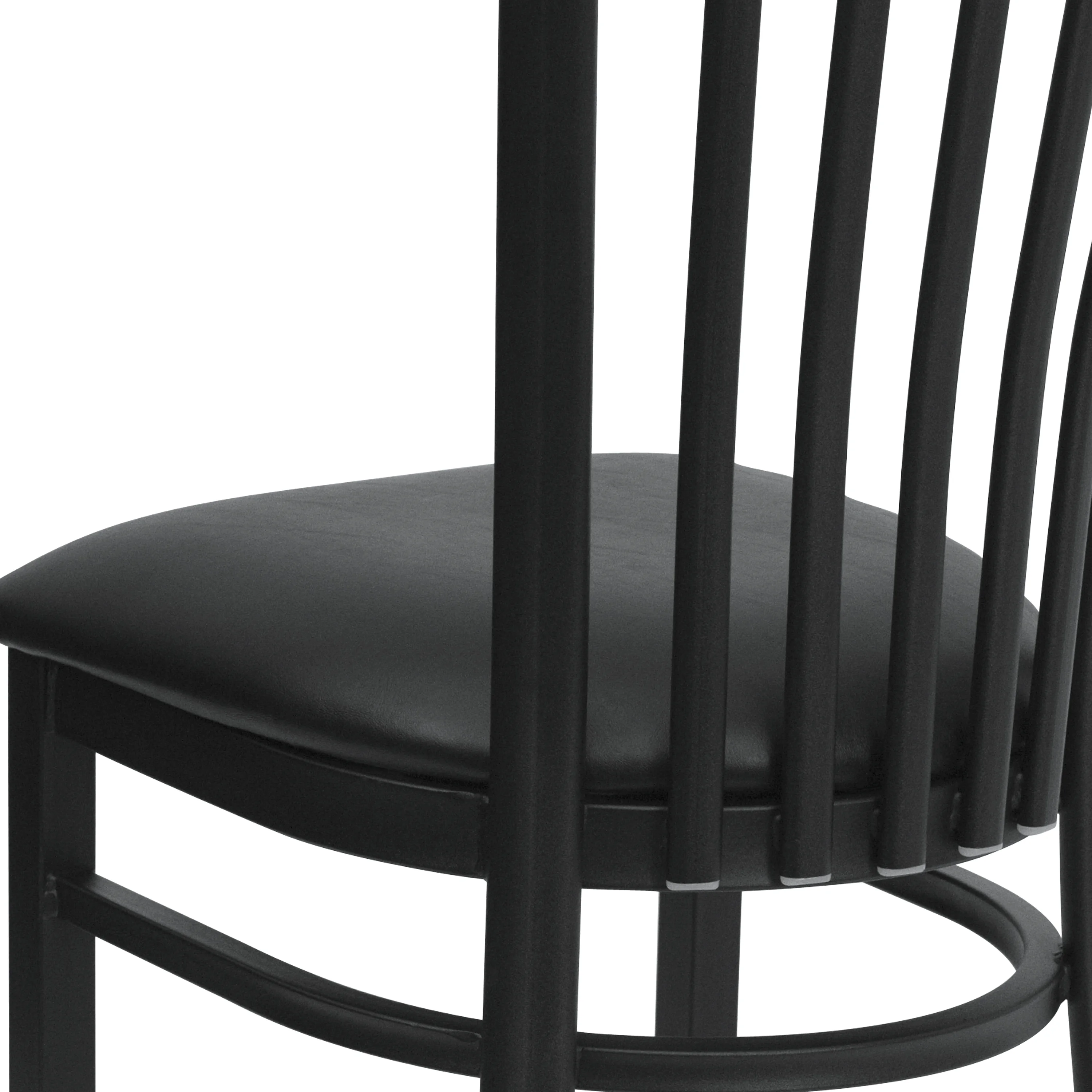 Flash Furniture HERCULES Series Black School House Back Metal Restaurant Chair - Black Vinyl Seat