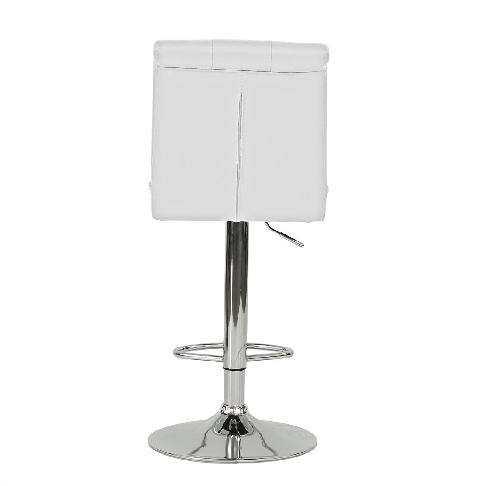 Poundex F1645 16 x 21 x 38-44 in. Adjustable Height & Swivel Barstool in White Faux Leather - Set of 2