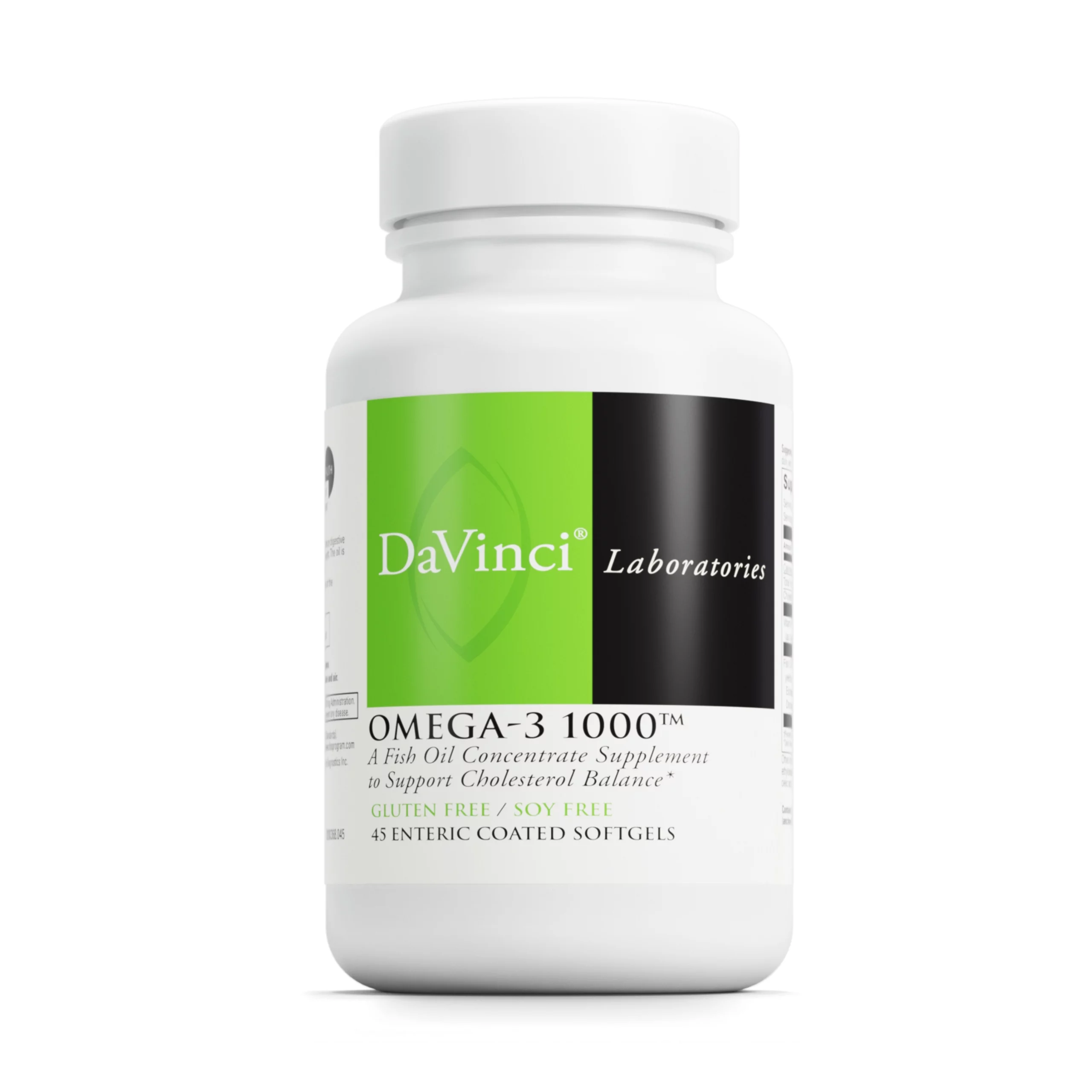 DaVinci Labs Omega-3 1000 - Supports Heart Health & Cholesterol* - 45 Enteric Coated Softgels