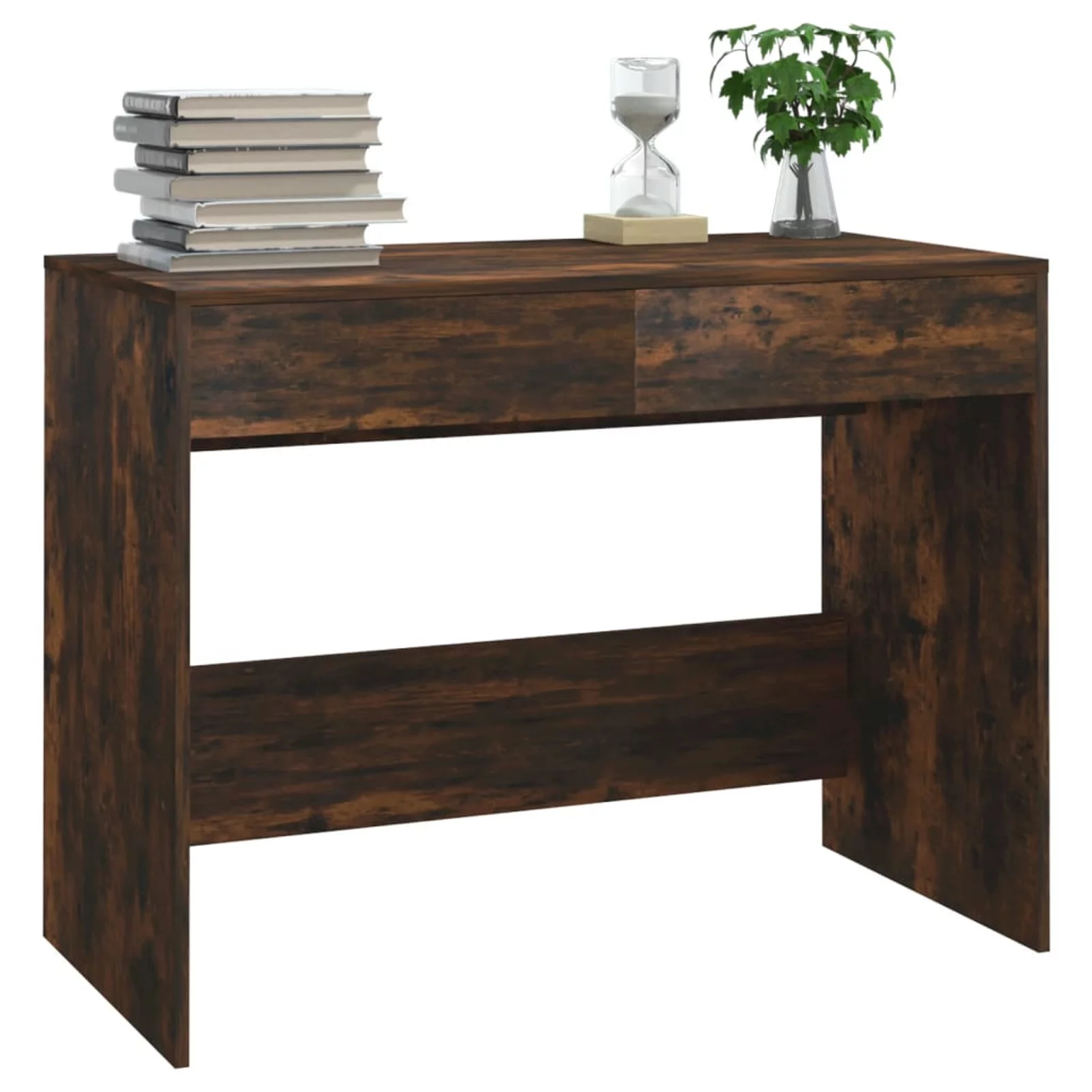 Dcenta Desk Smoked Oak 39.8in x 19.7in x 30.1in Engineered Wood Writing Desk Gaming Table Home Office Furniture