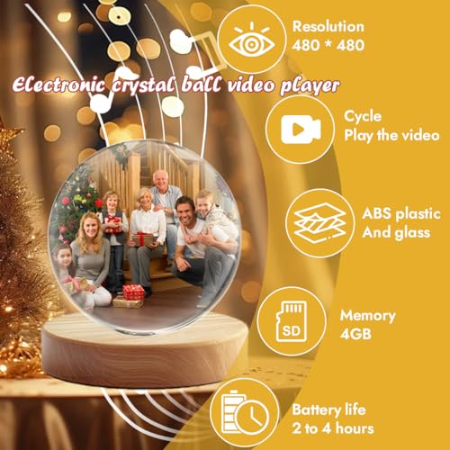 Memory Sphere Lamp - Memory Orb Video Crystal Ball,Ultrasound Baby Heartbeat, Or Family Moments Keepsake USB Rechargeable Led Glass Memory Sphere Gift (Pink)