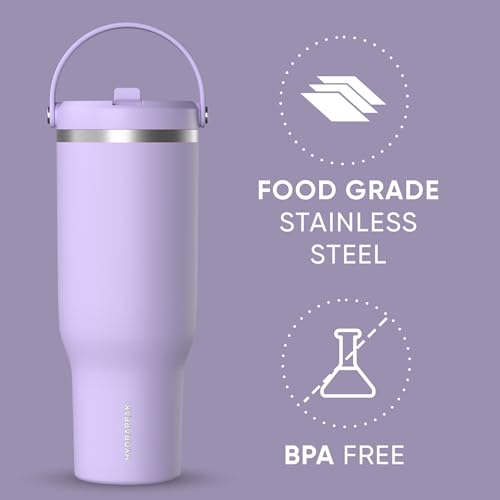 Hydrapeak Nomad 24 oz Tumbler with Handle and Straw Lid, Leakproof, Double Insulated, 24oz Cup Stainless Steel (Blush)