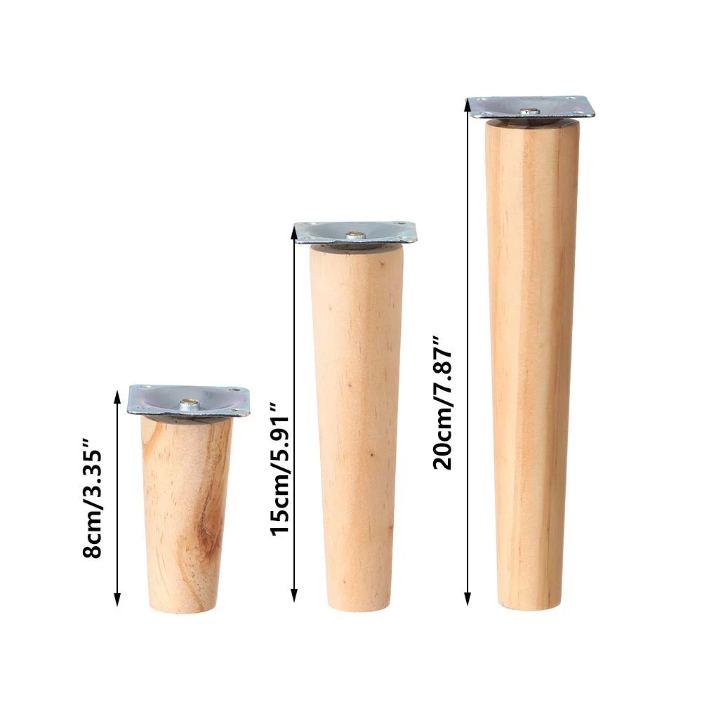 4Pcs Stool Sofa Chair Table Nightstand Storage Box Leg Tapered Feet Wooden Furniture Legs Furniture Accessories 20CM STRAIGHT FOOT