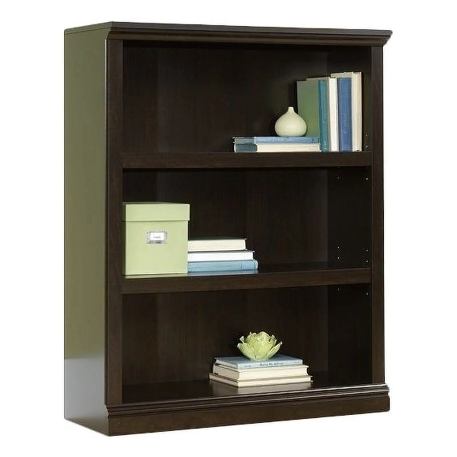 Pemberly Row 3 Shelves Modern Wood Bookcase in Jamocha Wood Black