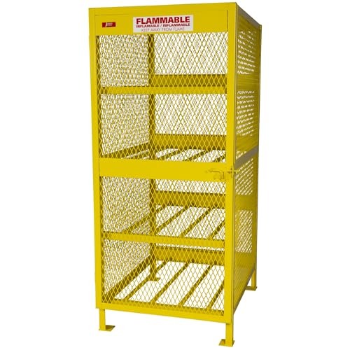 Jamco CH080YPQA Horizontal Storage Cylinder Cabinet for Storing Forklift Propane Gas Tanks, 8 Cylinder Capacity, 14-Gauge Steel, 33