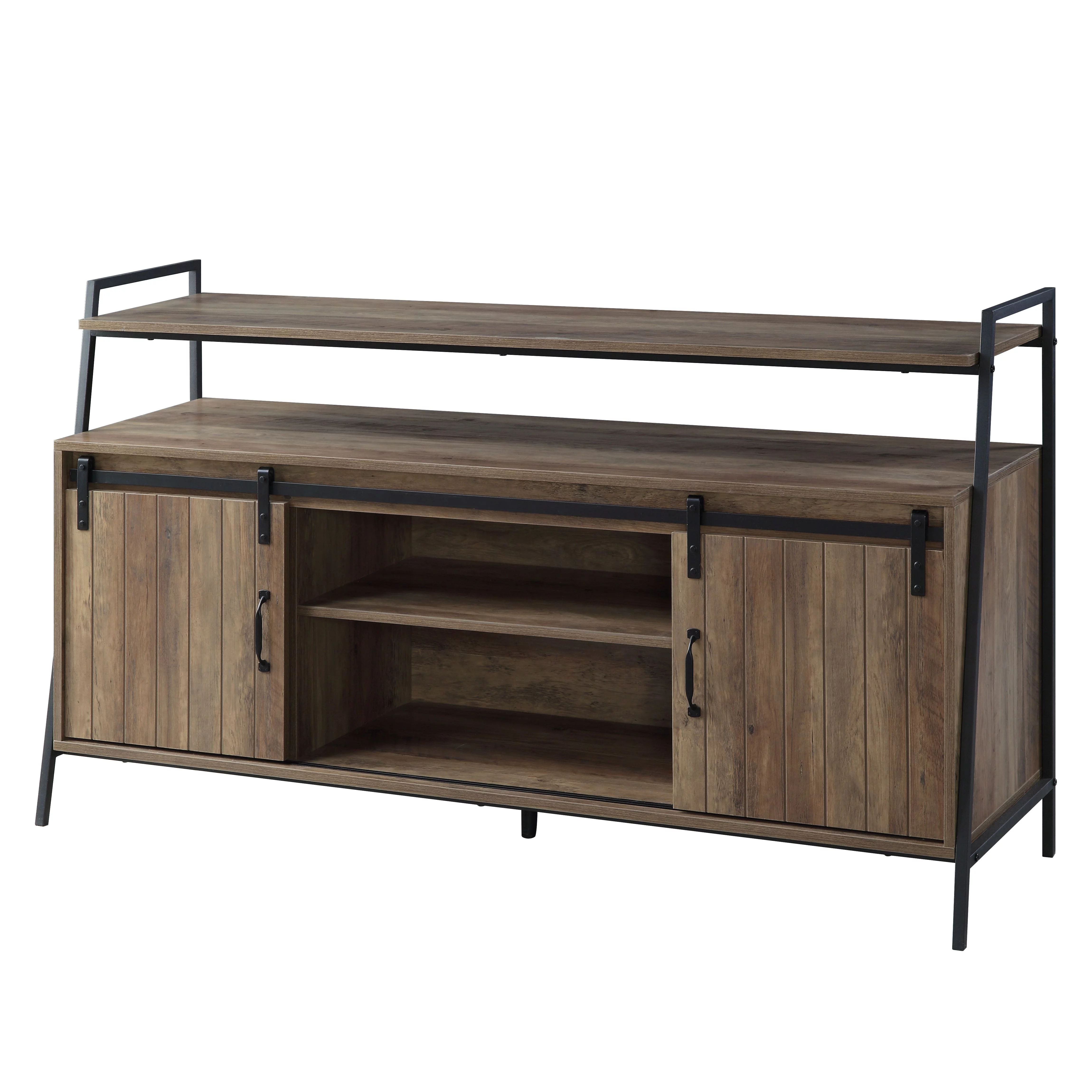 CoSoTower TV Stand , Rustic Oak & Black Finish