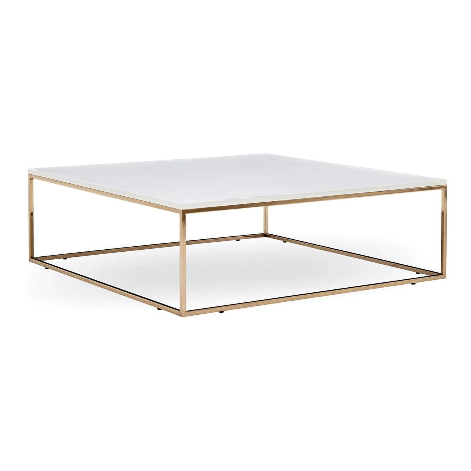Enza Home Legato Engineered Wood & Metal Coffee Table in White/Gold