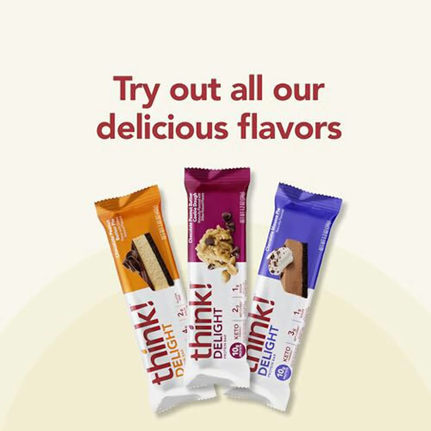 Think ! Keto Protein Bars, Chocolate Peanut Butter Cookie Dough, 10 Bars, 1.2 oz (34 g) Each