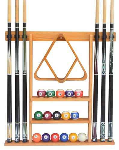 Flintar Wall Mount Cue Rack, Billiard Pool Cue Stick holder, Premium Quality Made in TAIWAN, Solid Hardwood, Cue Rack Only