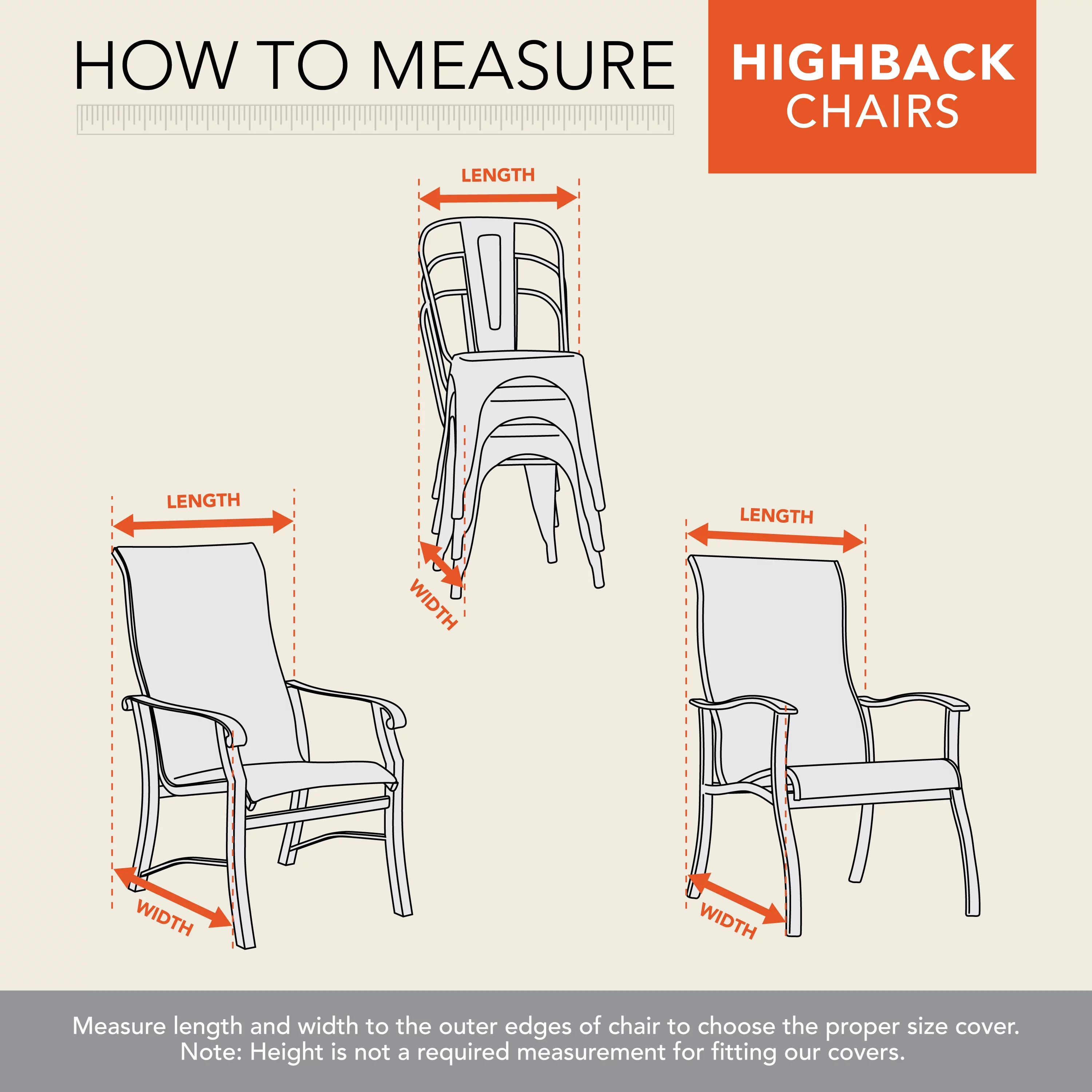 Modern Leisure Garrison Waterproof Stackable Patio Chair Cover, 27