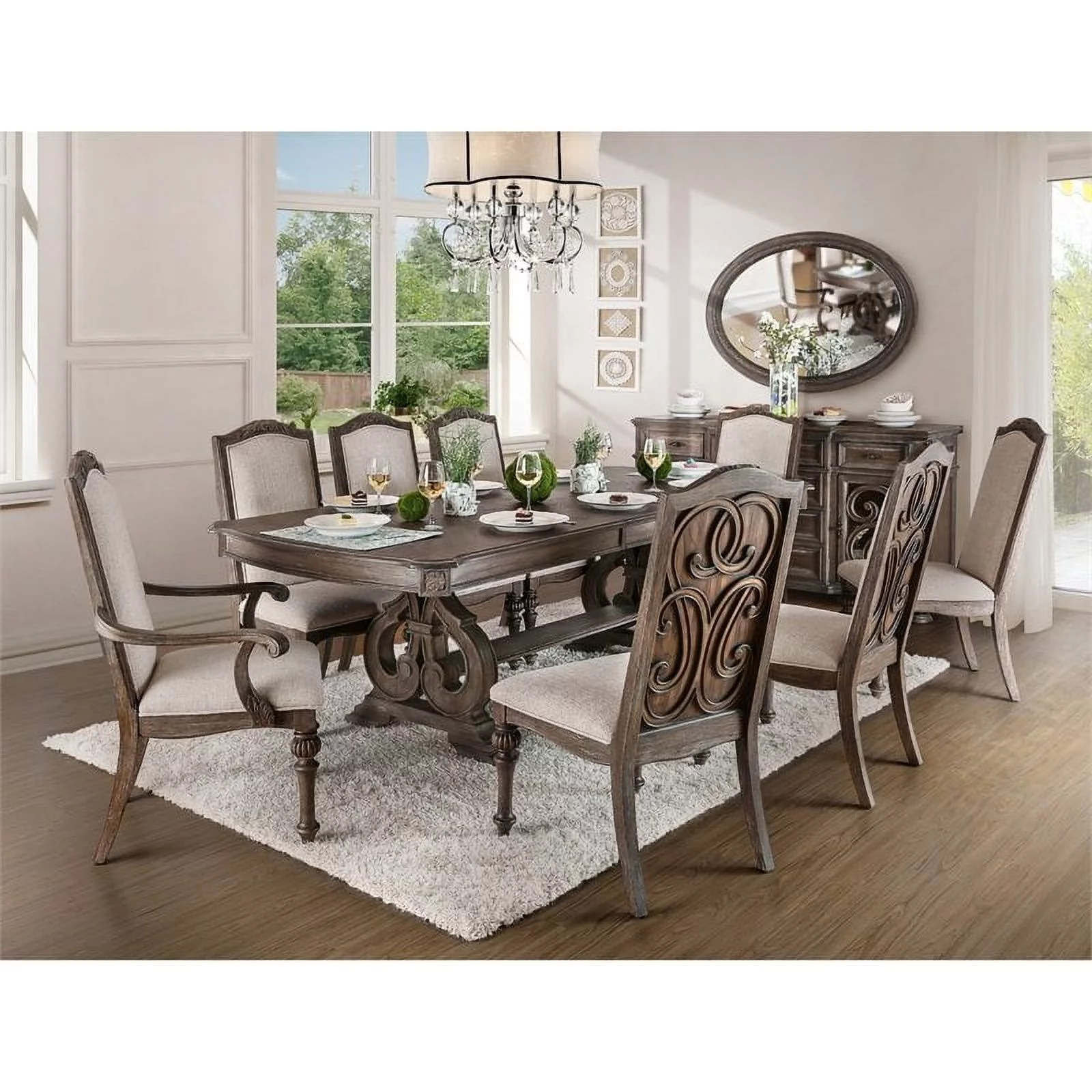 Furniture of America Clyde Fabric Padded Dining Chair in Natural Tone (Set of 2)