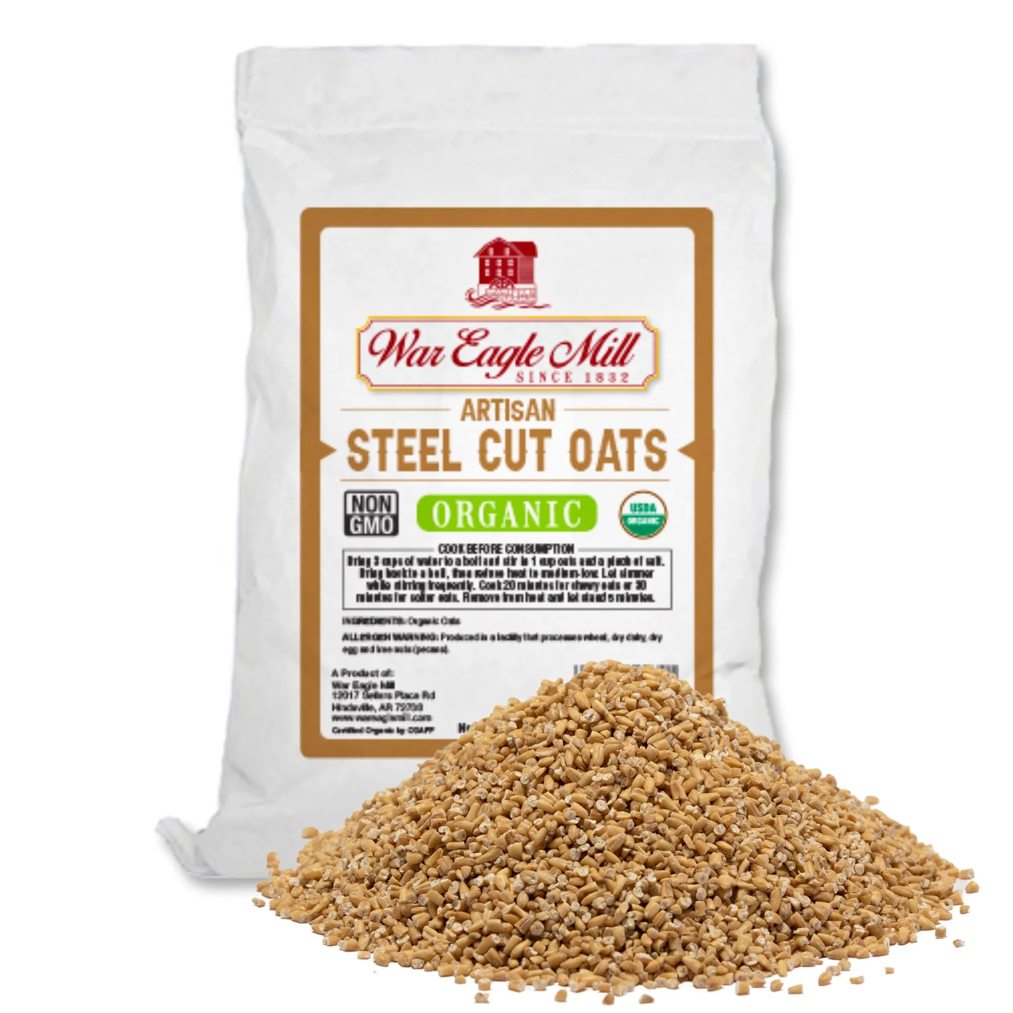 War Eagle Mill Steel Cut Oats, Organic, Non-GMO, 25 lb. Bag