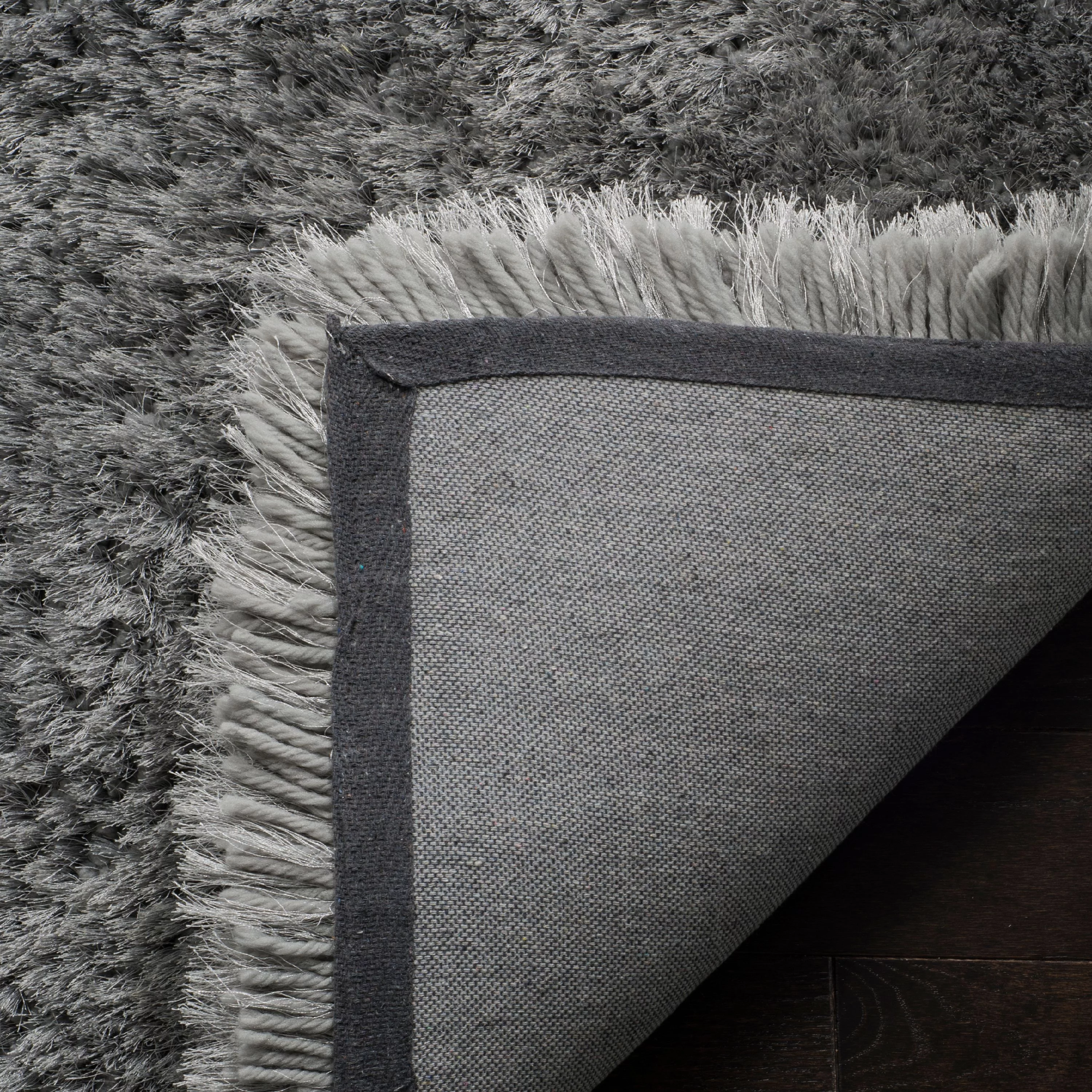 SAFAVIEH Luxe Paxton Solid Plush Polyester Shag Area Rug, Grey, 6' x 9'