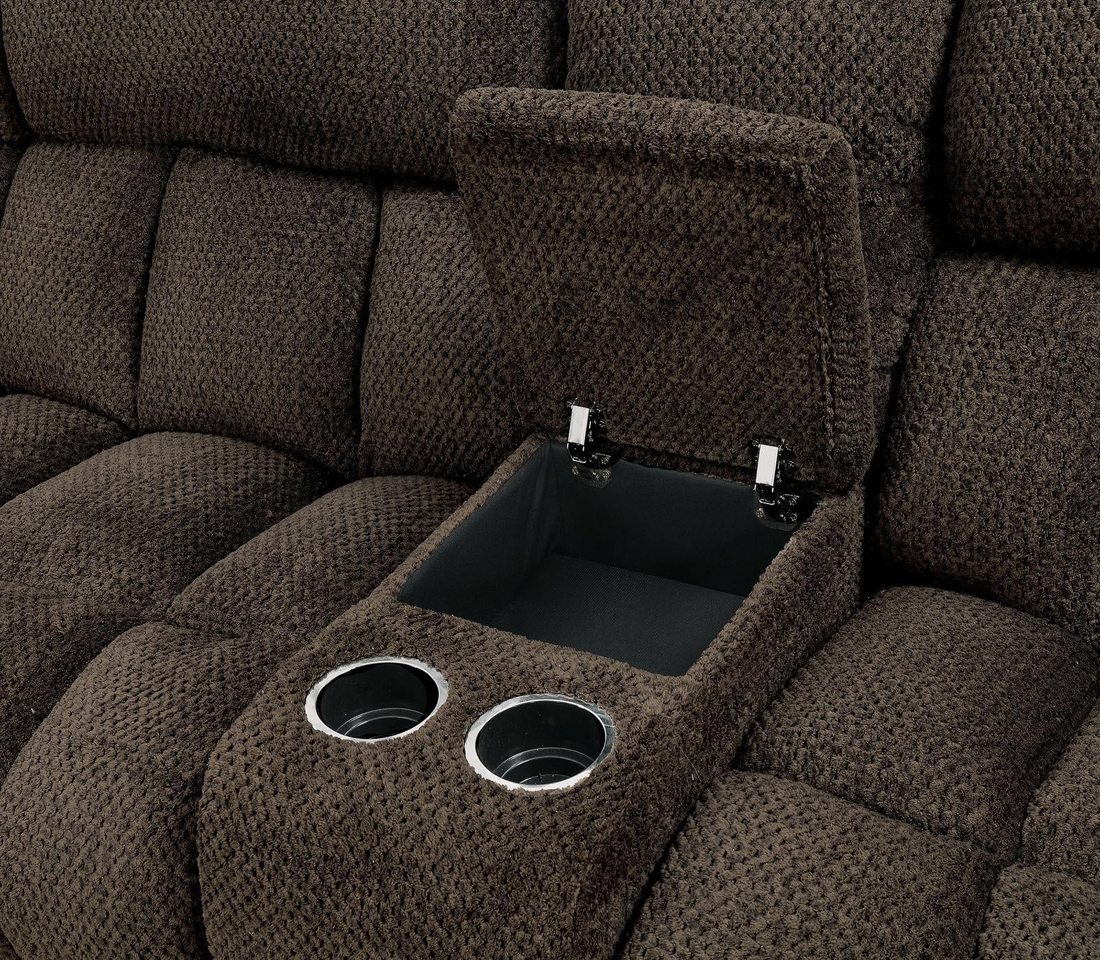 Transitional Brown Flannelette Recliner Sectional FOA CM6585BR-SECT Irene