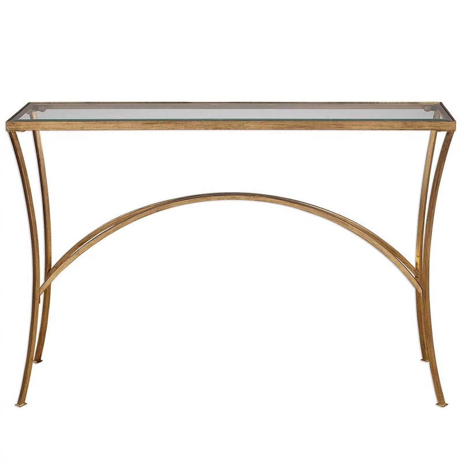 Allora Contemporary Glass Top Console Table in Gold
