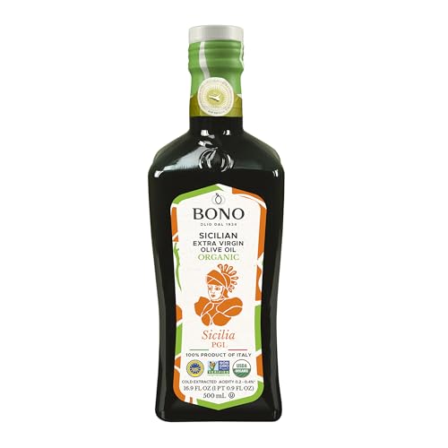 Bono Sicilian Extra Virgin Olive Oil | Organic | Sicilia PGI | 100% Italian Extra Virgin Olive Oil, 16.9 oz