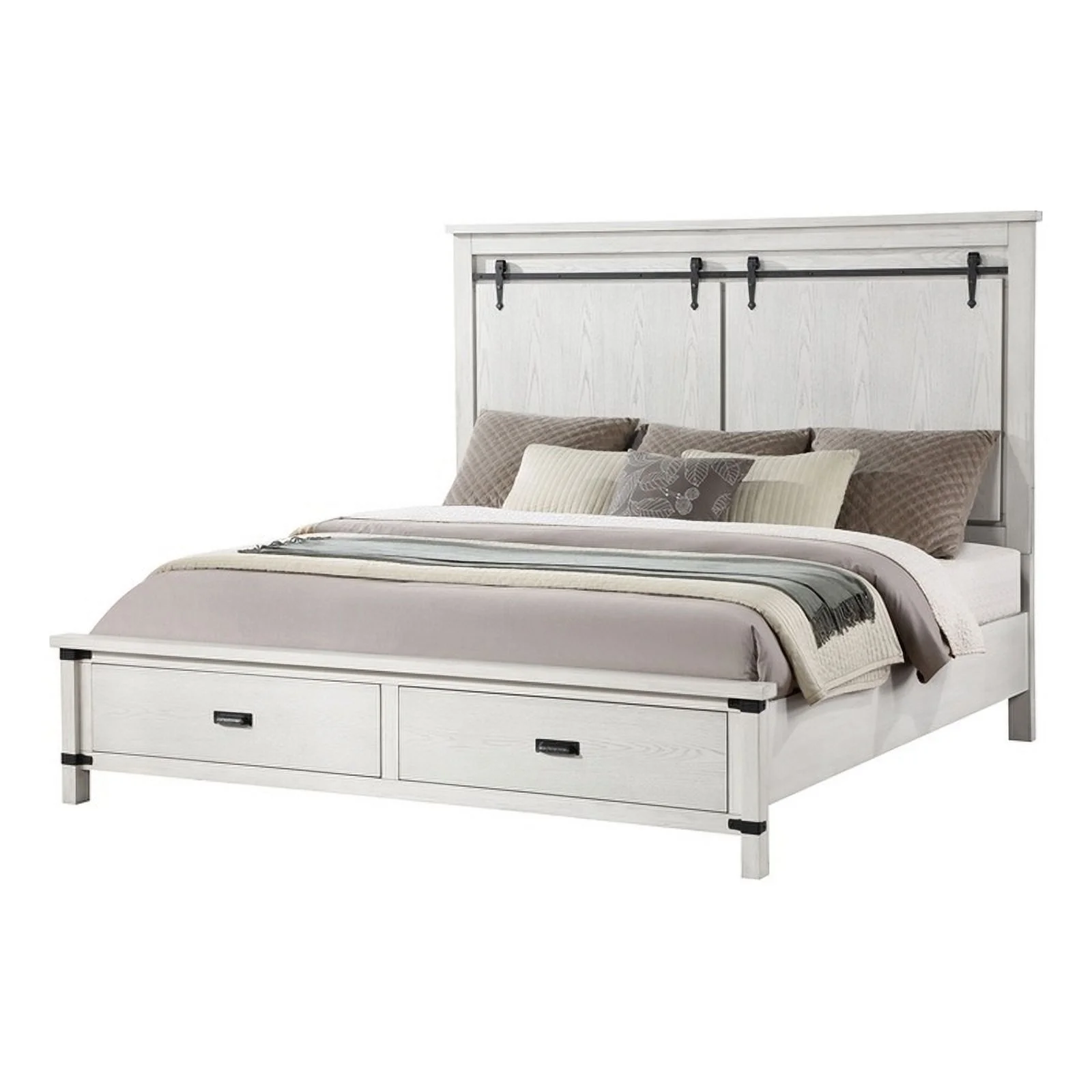 Loretta Modern Style King Bed Made with wood in Antique White