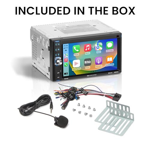 BOSS Audio Systems BCP62 Car Stereo - Apple CarPlay, Double Din, 6.2 Inch Capacitive Touchscreen, Bluetooth, No CD DVD Player, AM/FM Radio Receiver, USB