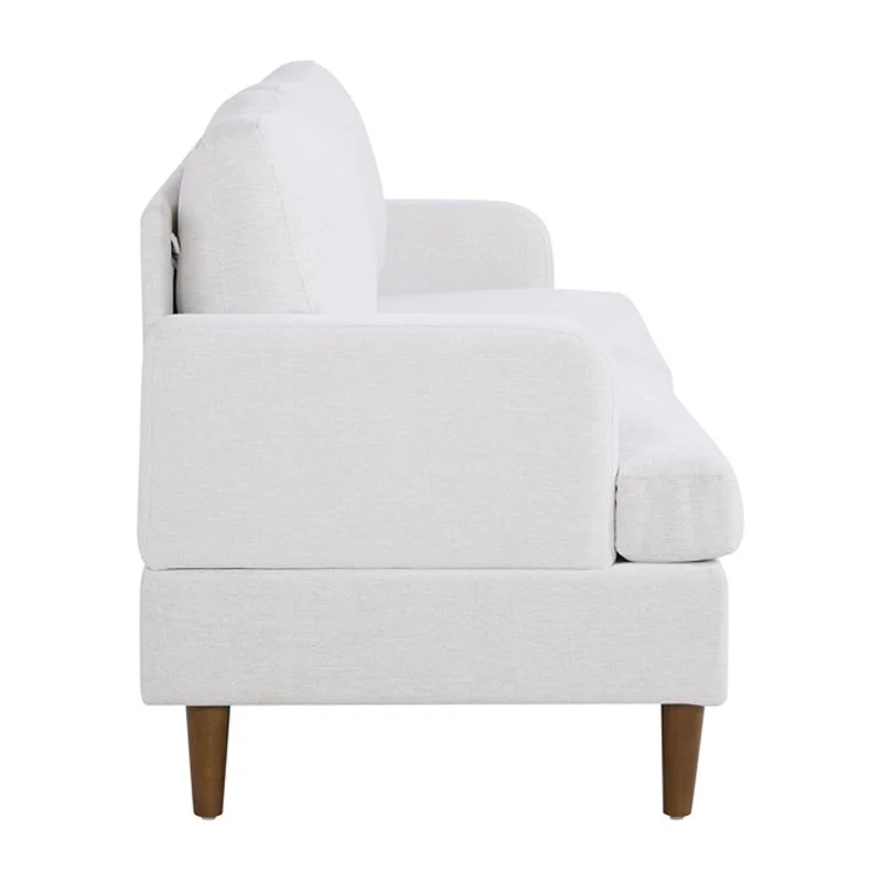 Kingfisher Lane Modern Stationary Sofa in Cream Fabric Upholtery