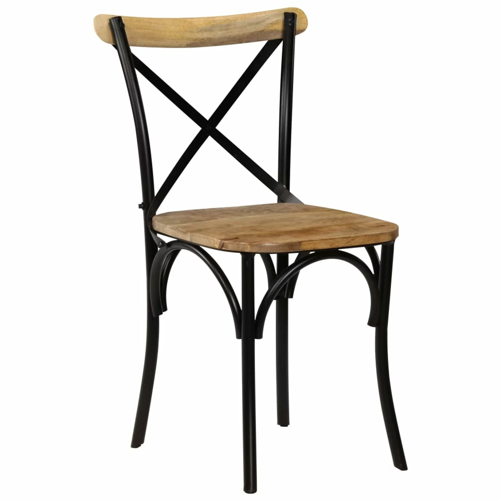 Festnight Cross Chairs 2 pcs Black Solid Mango Wood