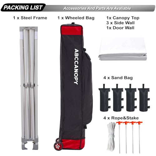 ABCCANOPY Easy Pop Up Canopy Tent with Sidewalls 10x10 Commercial -Series, White