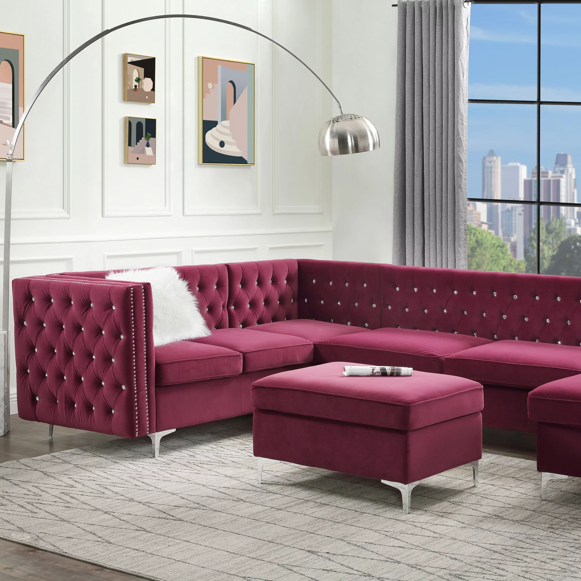 ACME Jaszira Left Facing and Right Facing Arms Modular in Burgundy